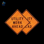 Roll Up Sign & Stand - 36 Inch Reflective Utility Work Ahead Roll Up Traffic Sign